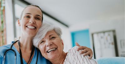 Female patient and home health nurse